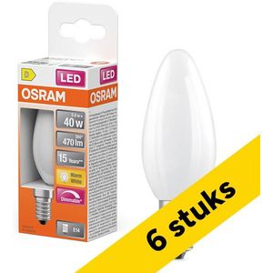 6x Osram LED lamp E14 | Kaars B35 | Filament | Mat | 2700K | Dimbaar | 3.4W (40W)