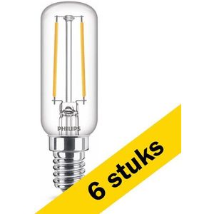 6x Philips LED lamp E14 | Buis T25 | Filament | Helder | 2700K | 2.1W (25W)