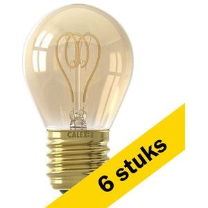6x Calex LED lamp E27 | Kogel P45 | Filament | Goud | 1800K | Dimbaar | 4W (15W)