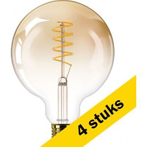 4x Philips LED lamp E27 | Globe G120 | Vintage | Goud | 1800K | Dimbaar | 4.5W (25W)