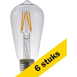 6x 123led LED lamp E27 | Edison ST58 | Filament | Helder | 2500K | Dimbaar | 4W (30W)