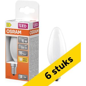 6x Osram LED lamp E14 | Kaars B35 | Filament | Mat | 2700K | 1W (15W)