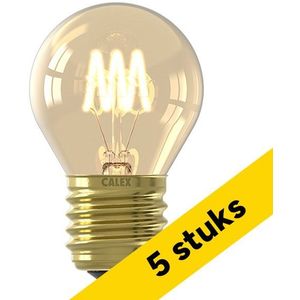 5x Calex LED lamp E27 | Kogel P45 | Filament | Goud | 2100K | 3.5W (22W)