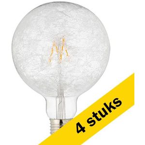 4x 123led LED lamp E27 | Globe G125 | Filament | Ice | Helder | 2200K | Dimbaar | 4W (25W)