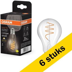 6x Osram LED lamp E27 | Peer A60 | Helder | Filament | 2700K | 3.4W (40W)