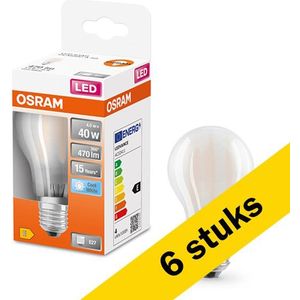 6x Osram LED lamp E27 | Peer A60 | Mat | 4000K | 4W (40W)