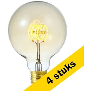4x 123led LED lamp E27 | Globe G95 | Filament | Goud | 2000K | Dimbaar | 4.5W (15W)