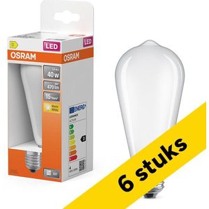 6x Osram LED lamp E27 | Edison ST64 | Filament | Mat | 2700K | 3.4W (40W)