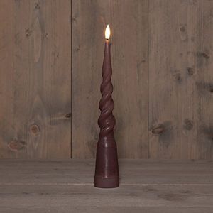 Led dinerkaars 29 cm | Antiek Roze | Gedraaid | 3D vlam | 1 stuk