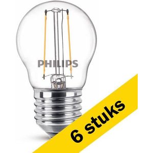 6x Philips LED lamp E27 | Kogel P45 | Filament | Helder | 2700K | 2W (25W)