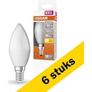 6x Osram LED lamp E14 | Kaars B35 | Mat | 2700K | 4.9W (40W)