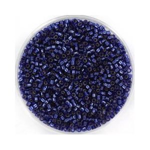 Miyuki delica's 11/0 1.6x1.3mm 5 gram (+- 1000 stuks) silverlined royal blue