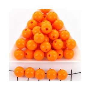 kunststof rond 10 mm opaque oranje 25 gram (+- 48 stuks)