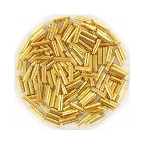 Miyuki bugles 6 mm 3 gram (+- 108 stuks) 24kt gold plated