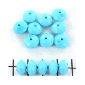 kunststof facet rondel 8 mm opaque turquoise 25 gram (+- 65 stuks)