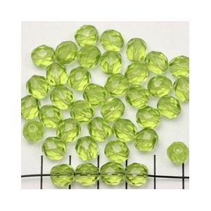 Tsjechisch facet rond 8 mm lichtgroen olivine 15 stuks