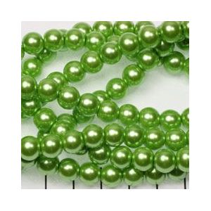 glasparels 8 mm lichtgroen 1 streng (+- 113 stuks)