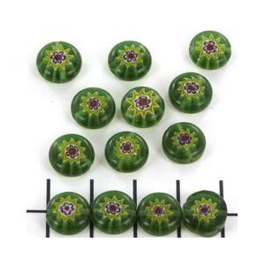 millefiori rond 10 mm groen 10 stuks