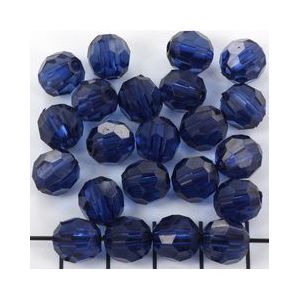 kunststof facet rond donkerblauw 11x9mm 25 gram (+- 48 stuks)