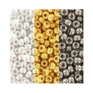 Miyuki rocailles 8/0 2.1x3.1mm 15 gram (+- 585 stuks) plated silver and gold