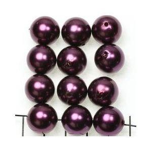 kunststof parels rond 14 mm aubergine paars 25 gram (+- 18 stuks)