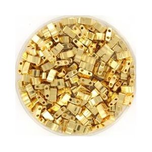 Miyuki half tila 5x2.3 mm 3 gram (+- 75 stuks) 24kt gold plated
