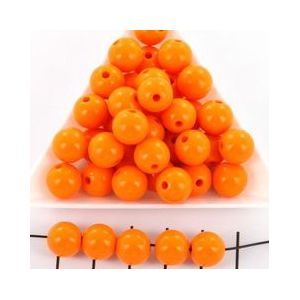 kunststof rond 14 mm opaque oranje 50 gram (+- 36 stuks)