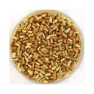 Miyuki bugles 3 mm 3 gram (+- 285 stuks) 24kt gold plated