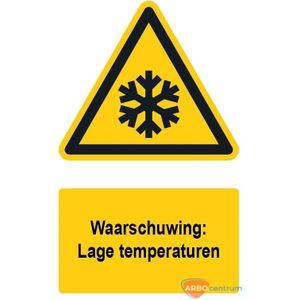 Waarschuwingsbord / sticker lage temperaturen met tekst
