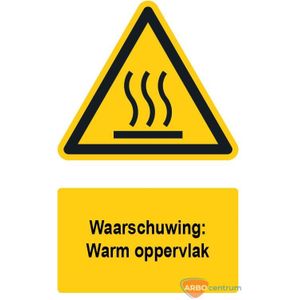 Waarschuwingsbord / sticker warm oppervlak met tekst