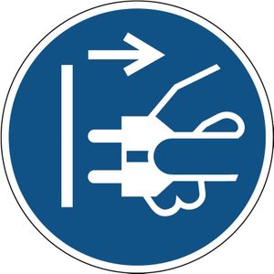 Voor het openen stekker uit stopcontact trekken gebodspictogram
