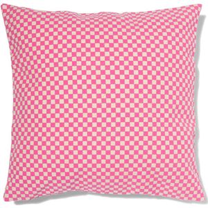 HEMA Kussenhoes Katoen 50x50 Blokjes (roze)