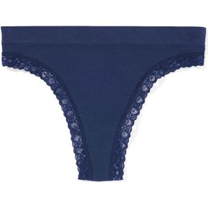 HEMA Damesstring Naadloos Rib Donkerblauw (donkerblauw)