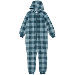 HEMA Kinder Onesie Met Ruiten Blauw (blauw)