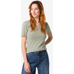 HEMA Dames T-shirt Basic O-neck Groen (groen)