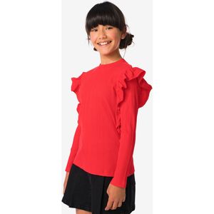 HEMA Kinder T-shirt Rib Met Ruffel Rood (rood)