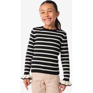 HEMA Kindertop Gebreid Rib Strepen Zwart (zwart)