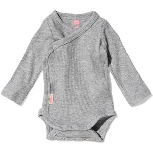 HEMA Newborn Overslagbody Rib Met Bamboe Stretch Grijsmelange (grijsmelange)