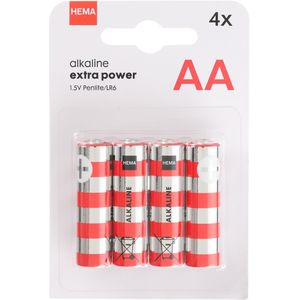 HEMA AA Alkaline Extra Power Batterijen - 4 Stuks