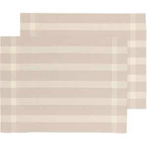 HEMA Placemats Geweven Plastic 35x45 Beige Met Strepen - 2 Stuks (zand)