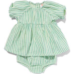 HEMA Baby Kledingset Jurk En Broekje Mousseline Strepen Groen (groen)