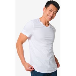 HEMA Heren T-shirt Regular Fit V-hals - 2 Stuks Wit (wit)