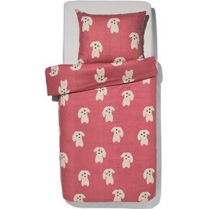 HEMA Kinderdekbedovertrek Flanel 140x200 Hond Rood (rood)