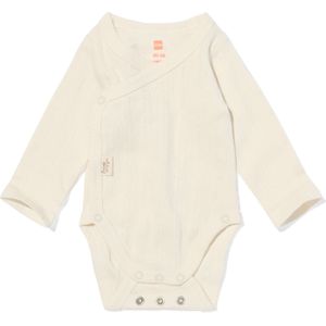 HEMA Newborn Meegroei Overslagromper Rib Ajour Stretch Ecru (ecru)