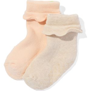 HEMA Babysokken Badstof Met Ruffle - 2 Paar Beige (beige)