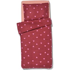 HEMA Peuterdekbedovertrek Flanel 120x150 Hartjes Rood (rood)