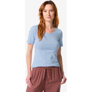 HEMA Dames T-shirt Basic O-neck Blauw (blauw)