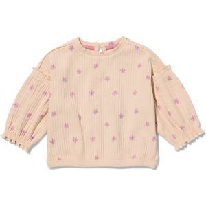 HEMA Baby Sweater Rib Bloemen Zand (zand)