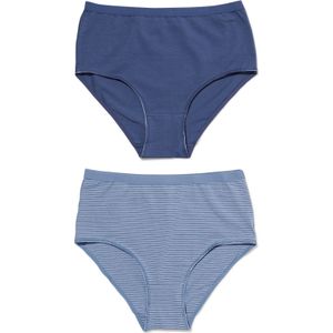 HEMA Dames Tailleslips Stretch Katoen - 2 Stuks Blauw (blauw)