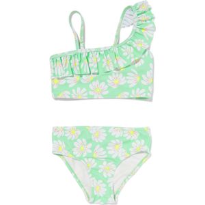 HEMA Kinder Bikini Asymmetrisch Met Bloemen Groen (groen)
